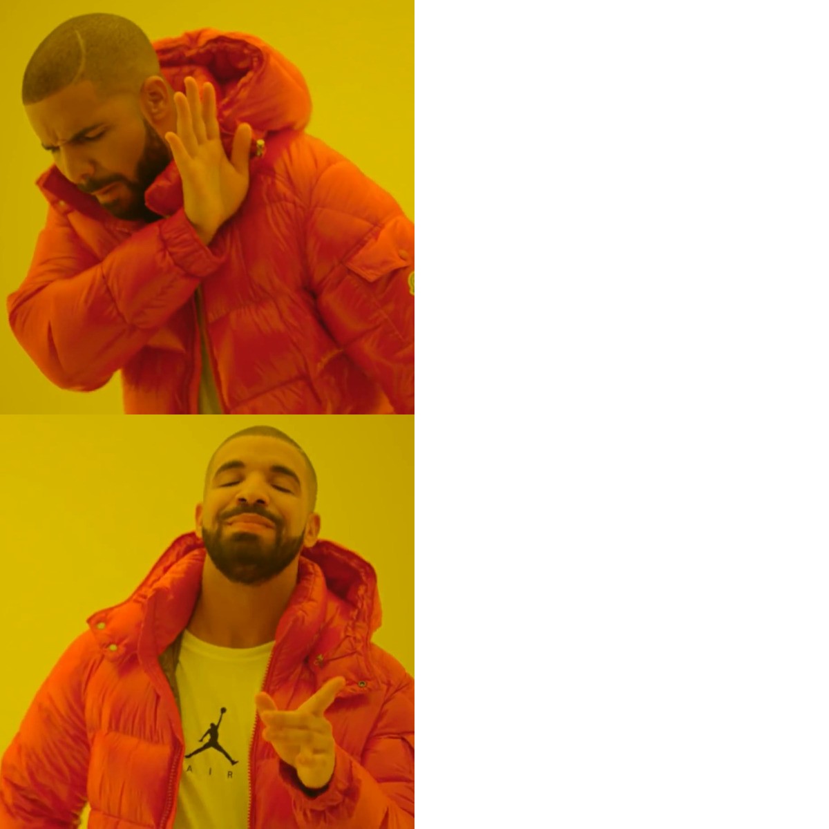 Drake Hotline Bling meme about Rare Beauty