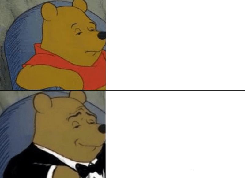 Tuxedo Winnie The Pooh meme about Rare Beauty