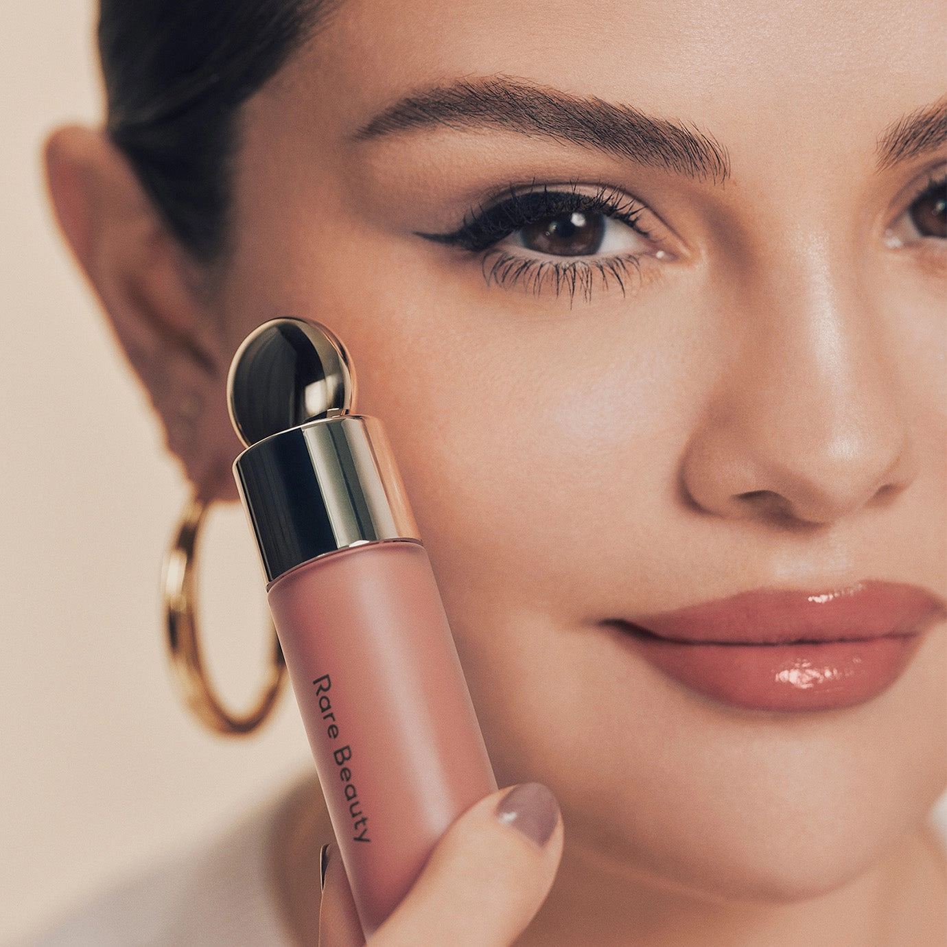 Selena Gomez with Rare Beauty products for the Made Accessible Initiative